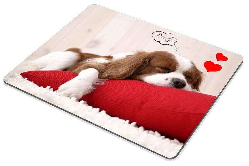 Smooffly Funny Dog Mouse Pad Red, Cute Puppy Sleeping on a Pillow Dreaming of a Bone Personality Desings Gaming Mouse Pad - Image 3